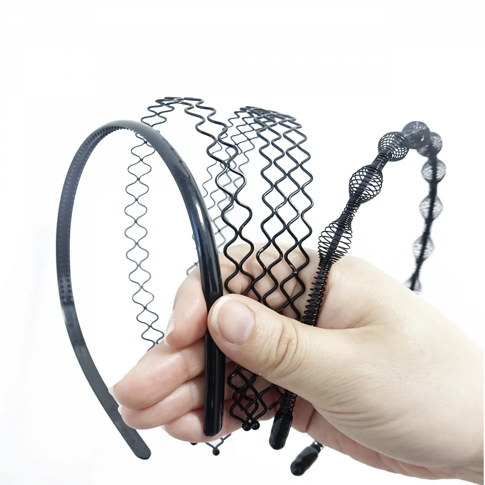 Обруч Метал набір 12шт Хвилястий Зигзаг Чорний, фото №2