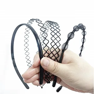 Обруч Метал набір 12шт Хвилястий Зигзаг Чорний synthetic.ua - Фото 1