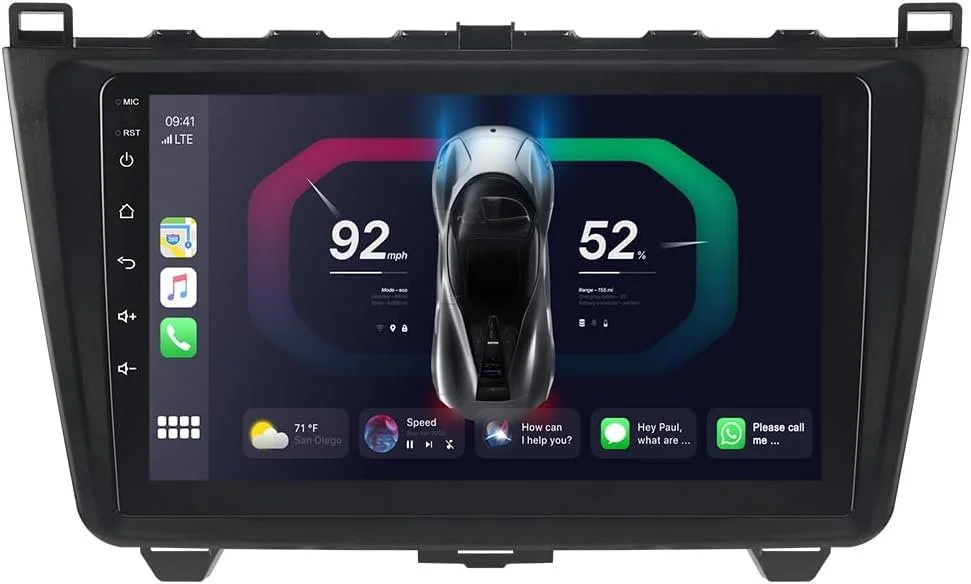 Штатная автомагнитола JUNHUA для Mazda 6 GH1 GH2 2007-2013 / 9" / Сенсорная / 2/32Гб / Android 13 / Apple CarPlay / Android Auto / Bluetooth / WI-FI / GPS / USB, фото №1