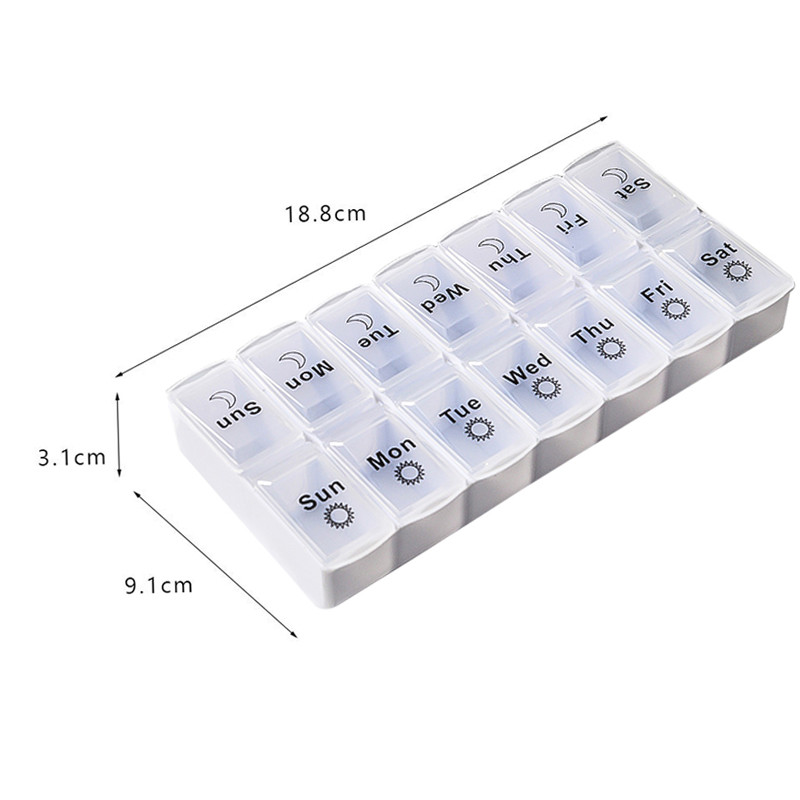 Таблетница органайзер для таблеток Lesko Day-Night на 14 отделений Белый (9136-61349), фото №4