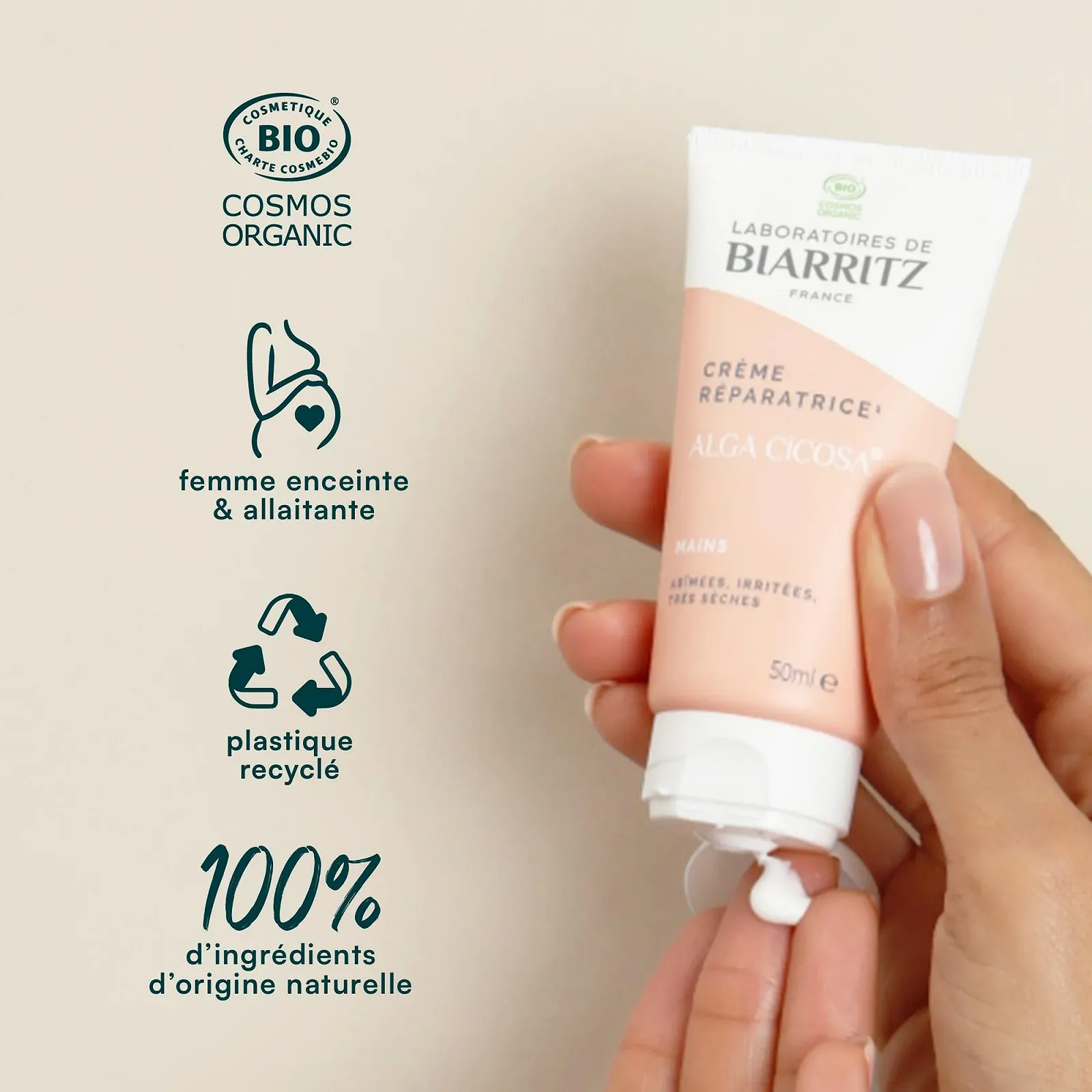 Крем для рук Laboratoires de Biarritz Alga Cicosa Organic Repair 50 мл, фото №3