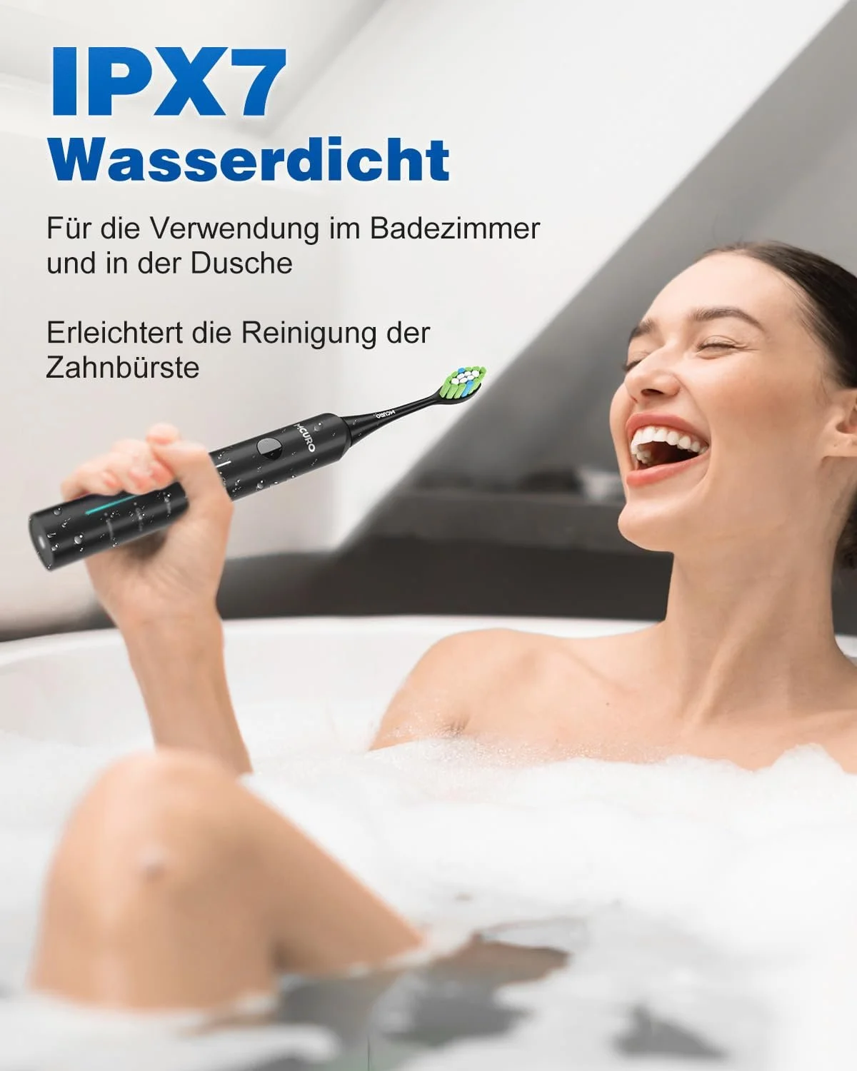Электрическая звуковая зубная щетка MCURO 45000 VPM 5 режимов Таймер Черная, фото №7