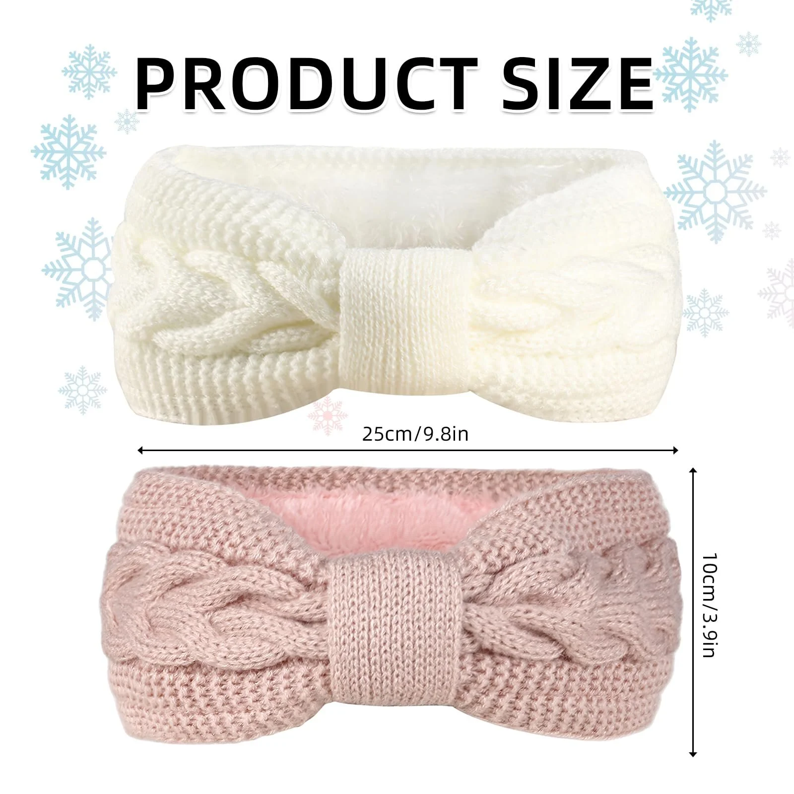 В'язана пов'язка на голову зимова жіноча, в наборі 2 шт, фото №2