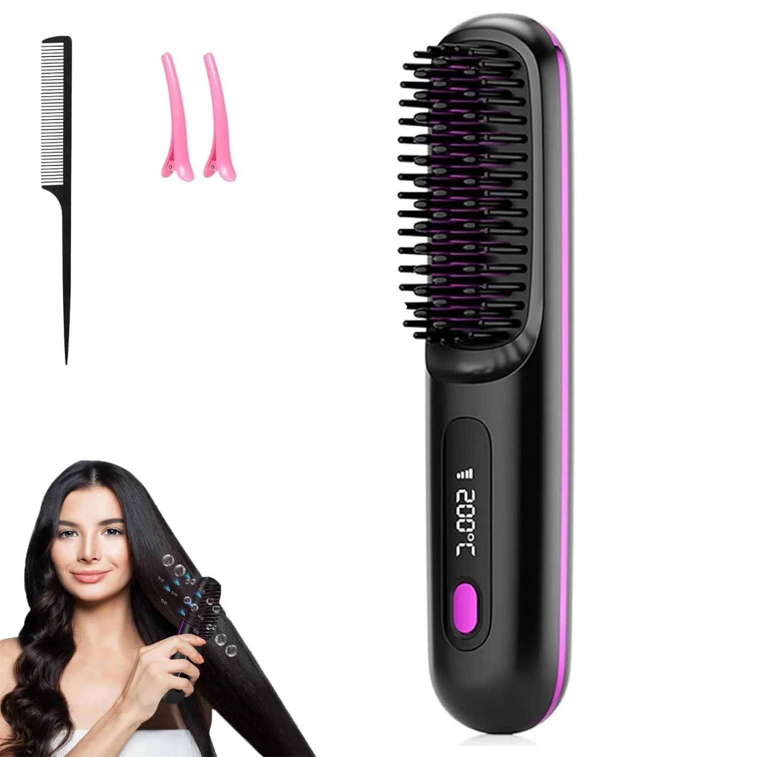 Щітка-випрямляч Go Brush Pro Wireless Rechargeable LED 160-200°C, фото №1 Щітка-випрямляч Go Brush Pro Wireless Rechargeable LED 160-200°C, фото №1