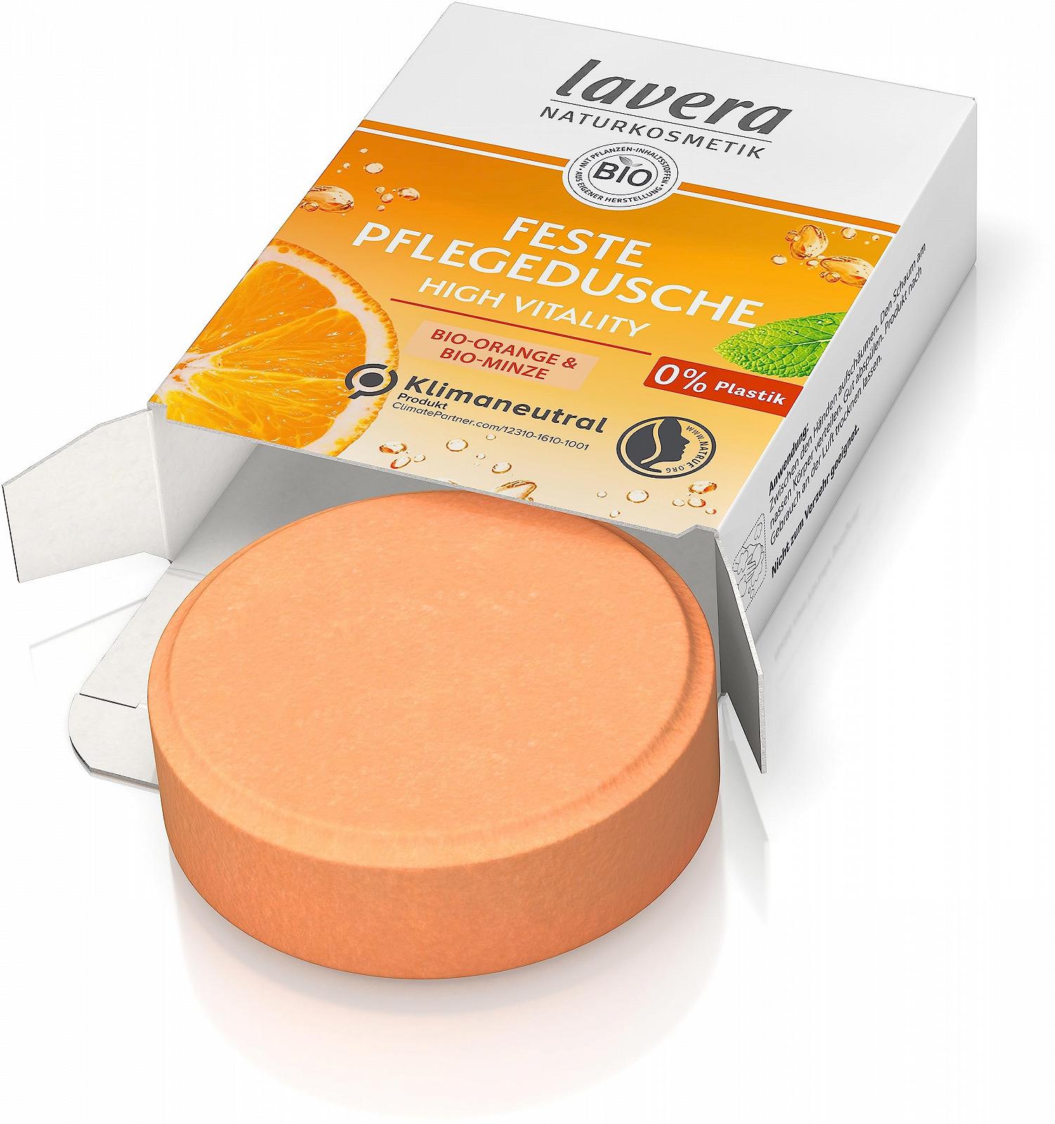 Твердый гель для душа lavera High Vitality с органическим апельсином и мятой 50 г, фото №1