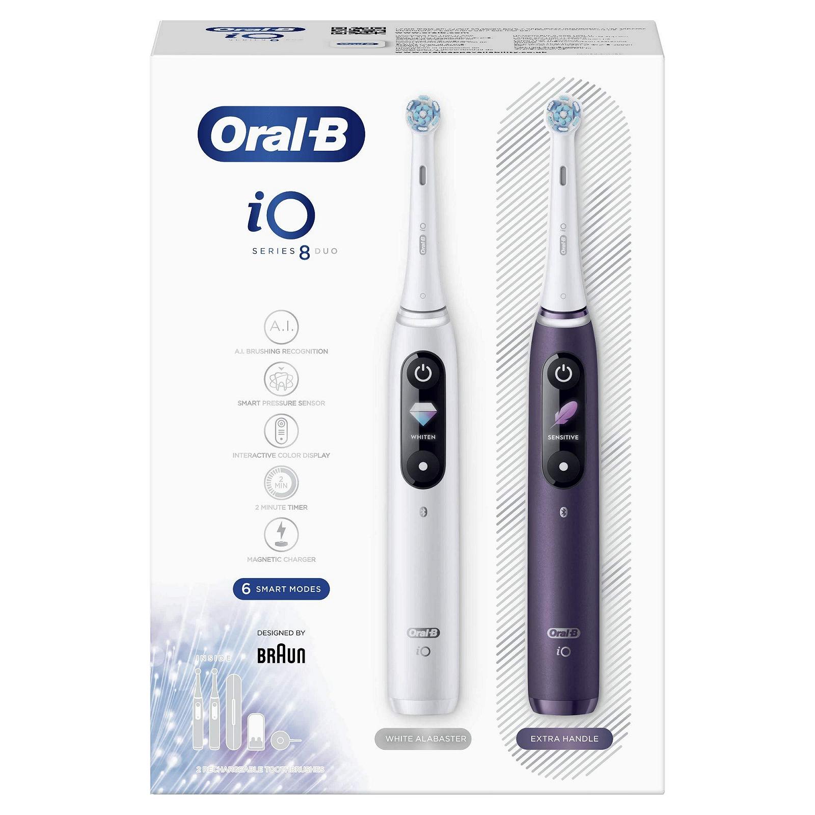 Электрическая зубная щетка Oral-B iO 8, 2 шт., белая/фиолетовая, фото №13