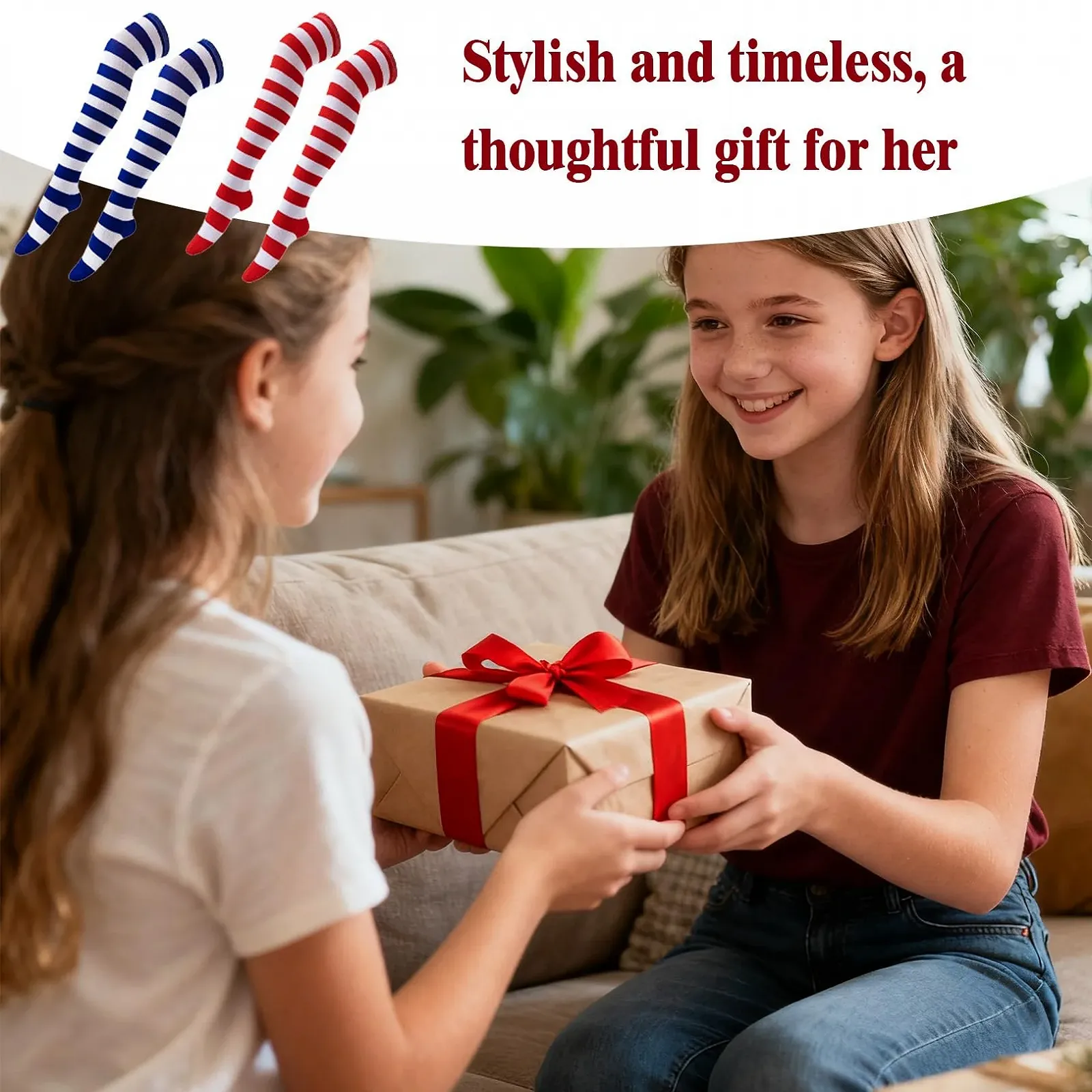 2 пари панчіх вище коліна, смугасті шкарпетки, фото №6