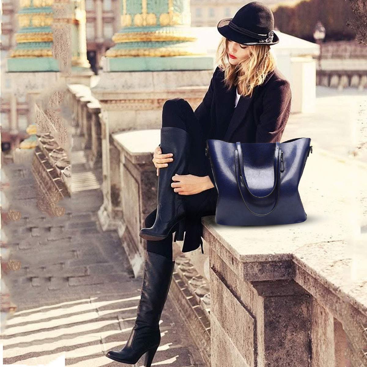 Сумка Жіноча Nicole&Doris Tote Ручна Сумка Через Плече Кросбоді Шкіра PU Синій, фото №2