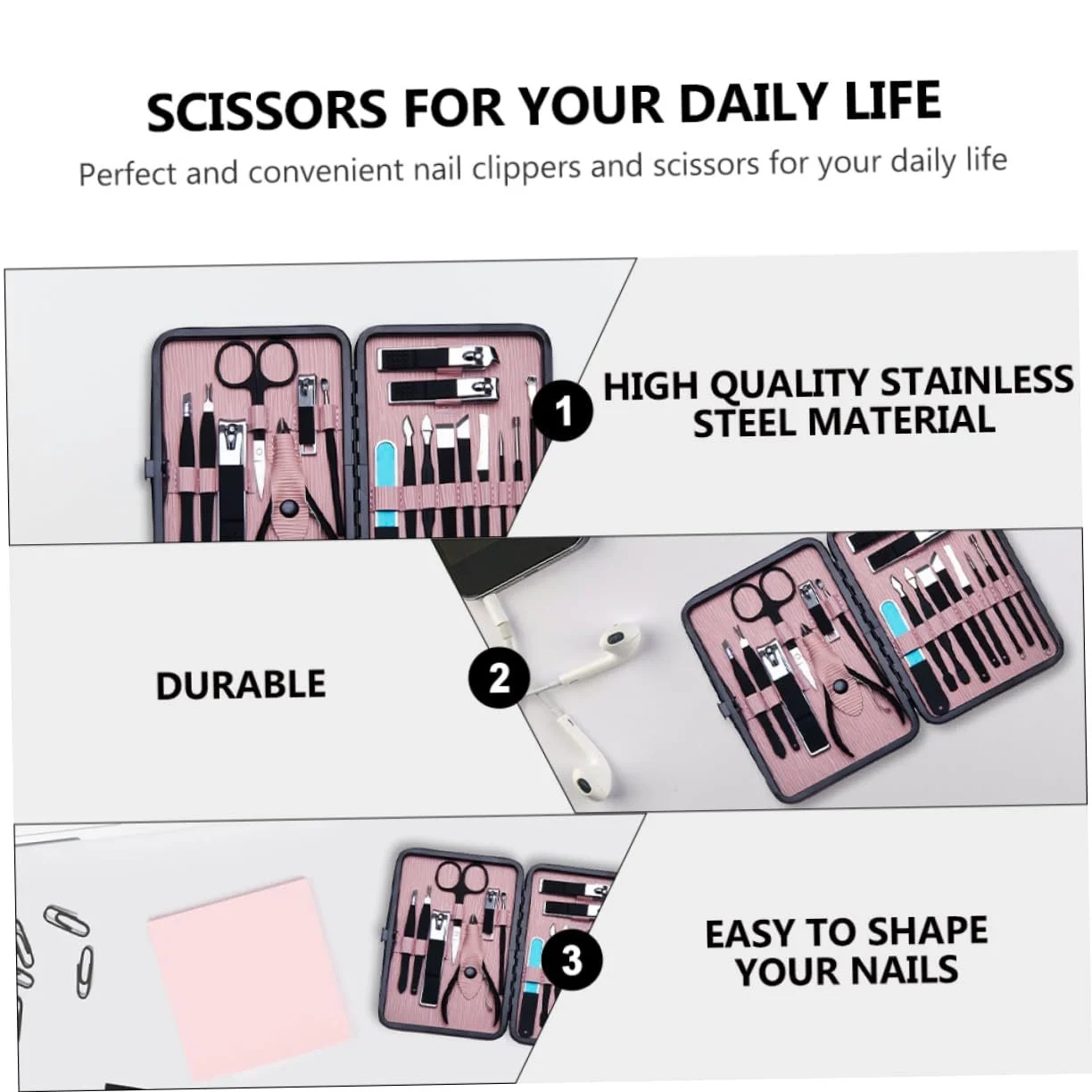 Профессиональный набор для ухода за ногтями с ножницами, кусачками для ногтей на руках и ногах, эргономичный и портативный, фото №7