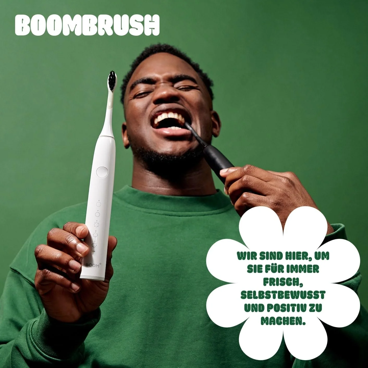 Электрическая звуковая зубная щетка BOOMBRUSH Аккумулятор 90 дней Черная/Белая 2 шт., фото №5