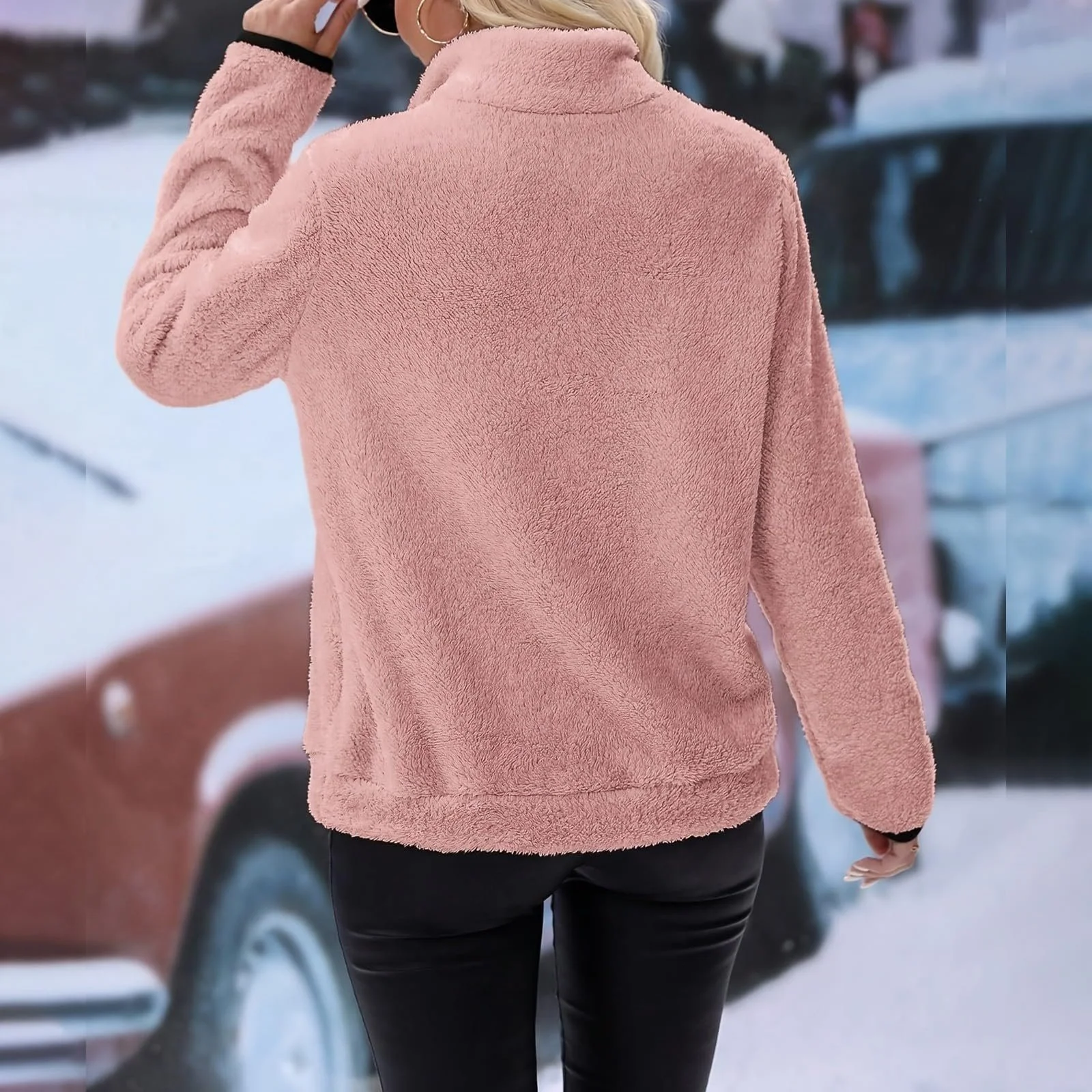 Женская Толстовка на молнии с капюшоном Легкая Толстовка с капюшоном Свитшот на молнии Свободная Спортивная куртка Длинная Переходная куртка с длинными рукавами Куртка-бомбер Y2k Куртка для отдыха Плюшевая куртка, фото №4