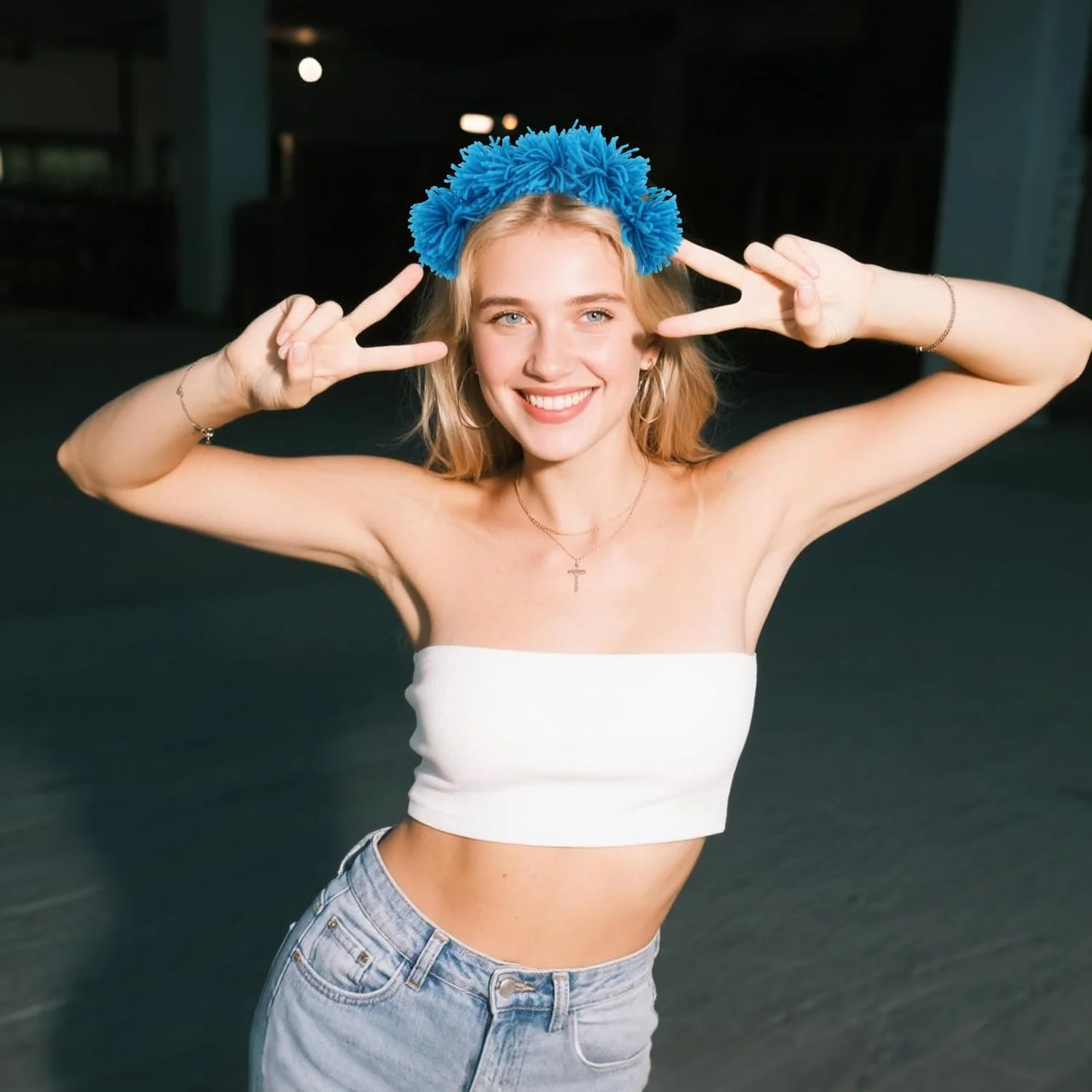 Набір з 2 блакитних пухнастих обручів на голову, фото №7