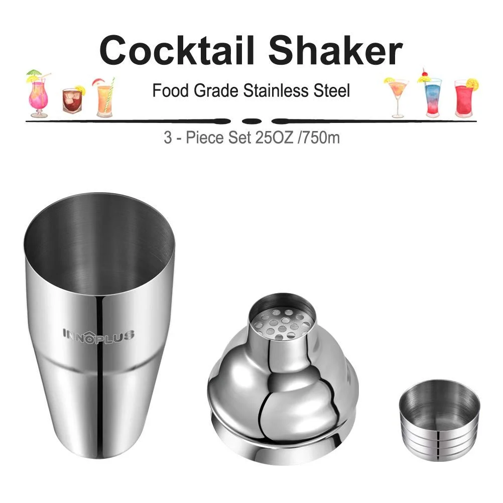 Шейкер для коктейлів INNHPLUS 750 мл, набір для коктейлів, міксер для бару з нержавіючої сталі, фото №3