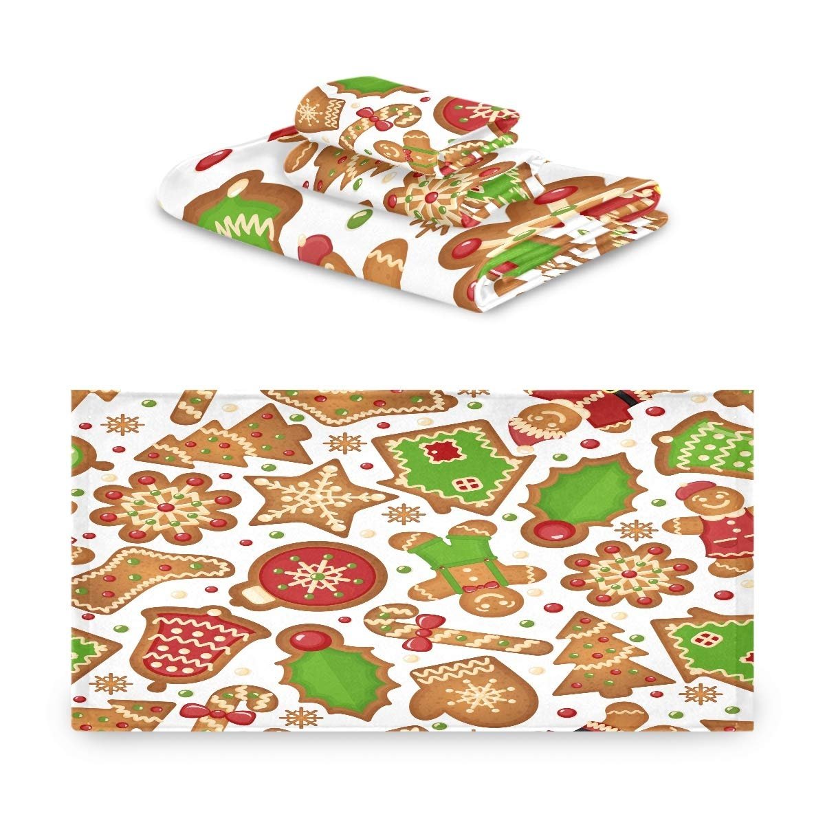 Набір рушників BEUSS Weihnachtsplätzchen Süßigkeiten 100% бавовна (1 банний рушник, 1 рушник для рук, 1 серветка для вмивання), фото №2