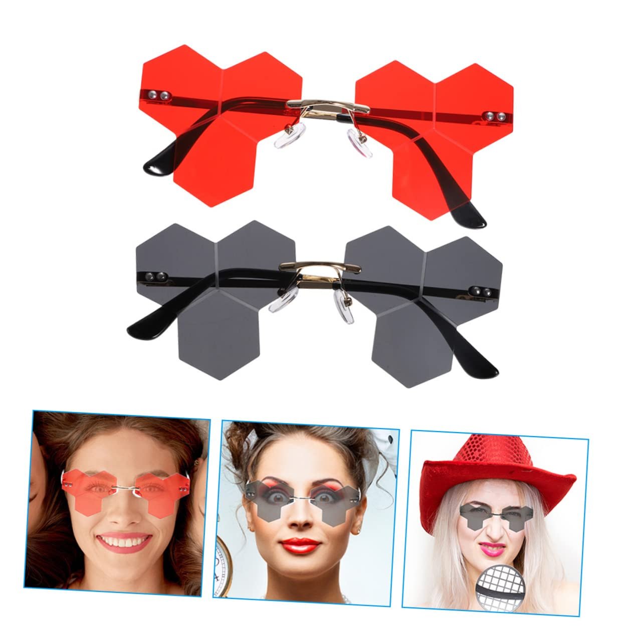 Сонцезахисні окуляри Набір 4 шт. PACKOVE Великі Без оправи Різнокольорові лінзи, Асорті кольори, фото №3