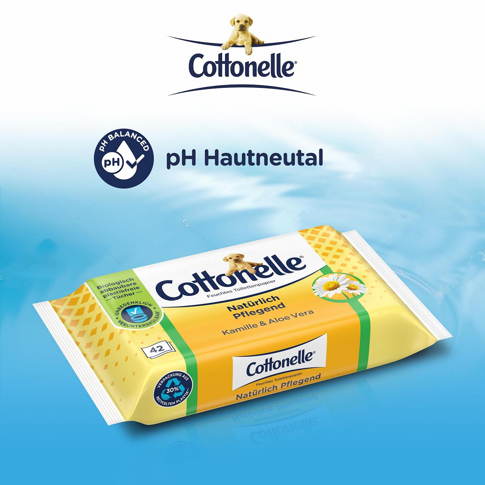 Серветки вологі Cottonelle Naturally Nourishing Ромашка та Алое Вера, 12 x 42 шт, фото №3