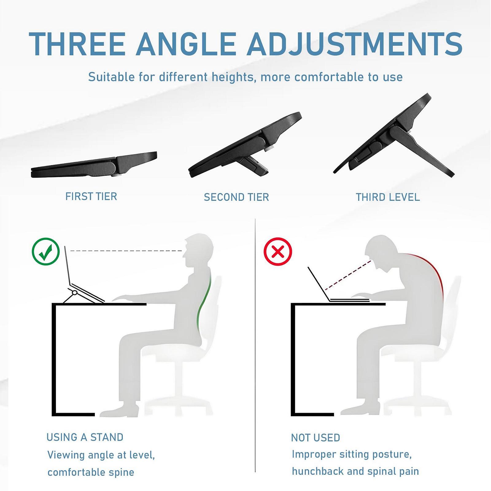 Подставка для ноутбука UBRAVE Mini, 2 шт., регулируемая по высоте, складная подставка для ноутбука, портативная подставка для клавиатуры для стола, совместима со всеми ноутбуками/MacBook/ноутбуками/клавиатурами, черная, фото №6