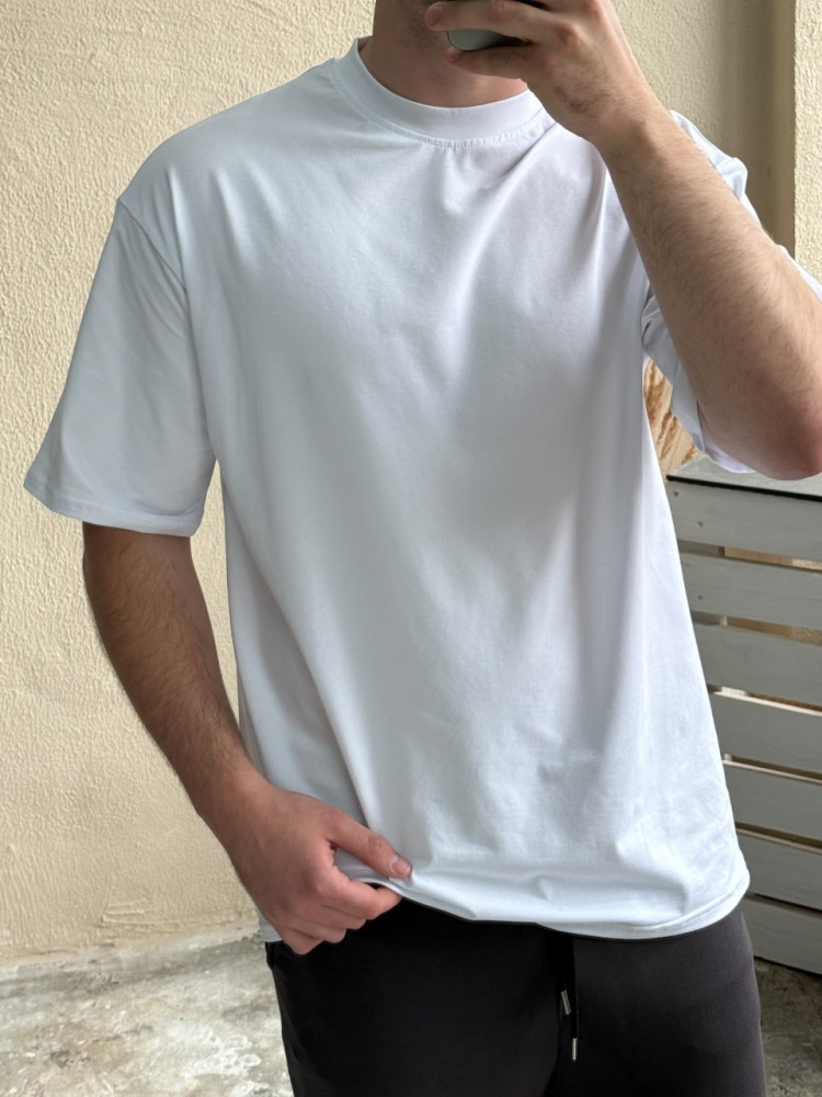 Футболка оверсайз біла однотонна RD373, фото №4