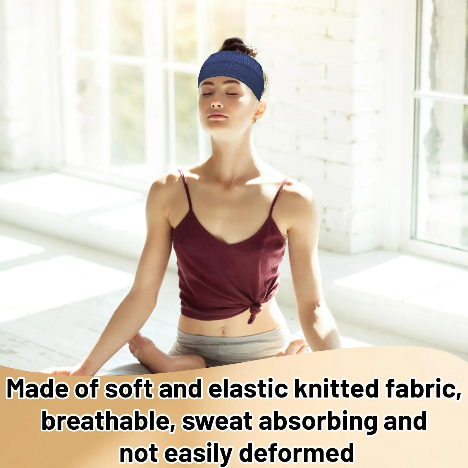 Пожилая Женская Повязка на Голову Хлопковая Нескользящая Эластичная Спортивная, фото №2