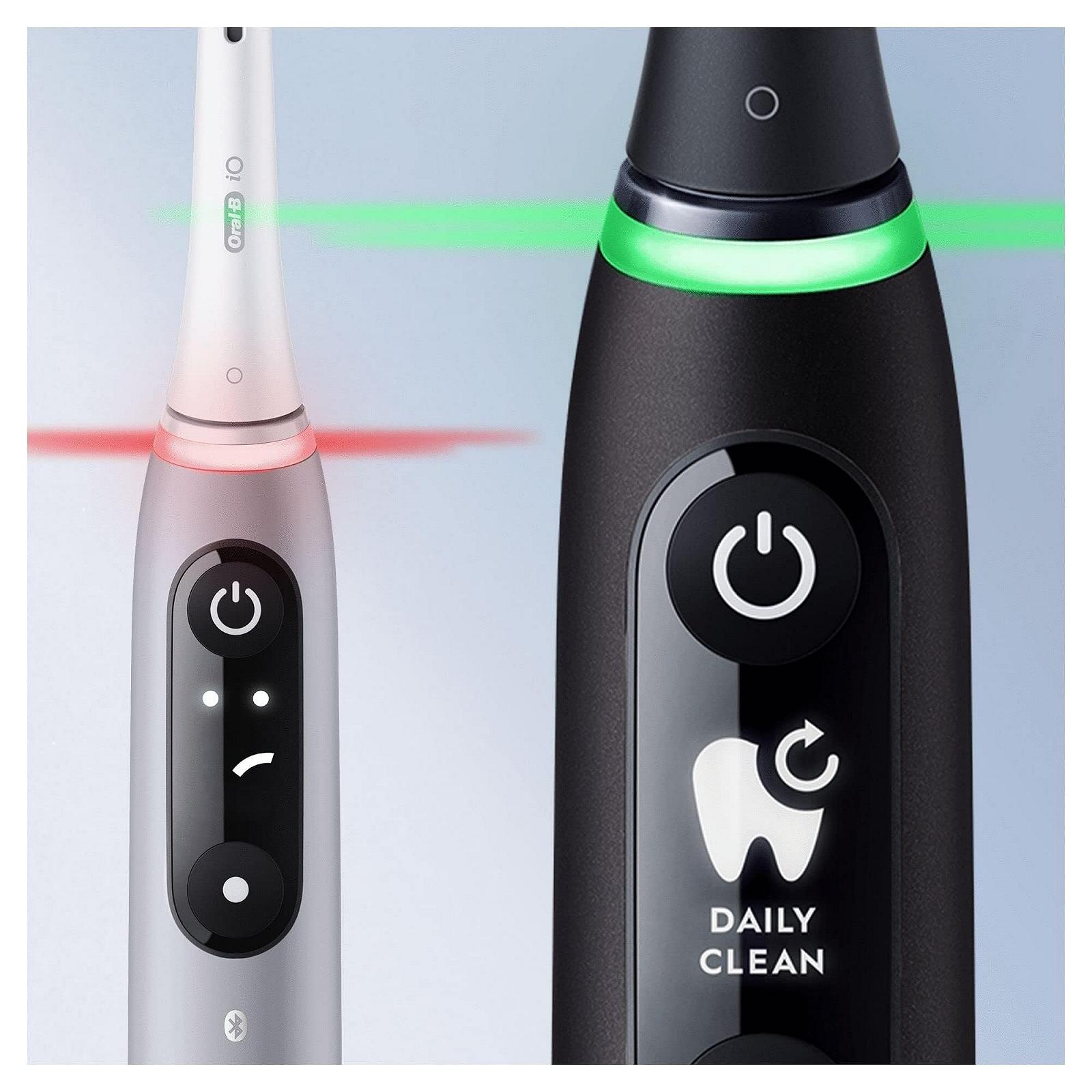 Электрическая зубная щетка Oral-B iO, 2 шт, черная и розовая ручки, черный и белый дисплей, Bluetooth, 3 сменные насадки, фото №4