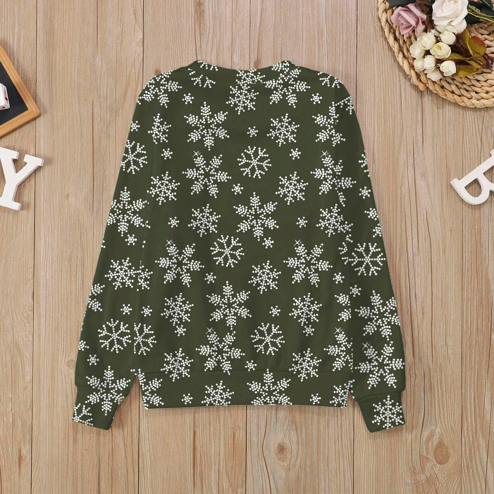 Рождественский свитер Детский рождественский свитер для детей Модный милый принт Круглый вырез Горловина с капюшоном Длинный рукав, фото №2