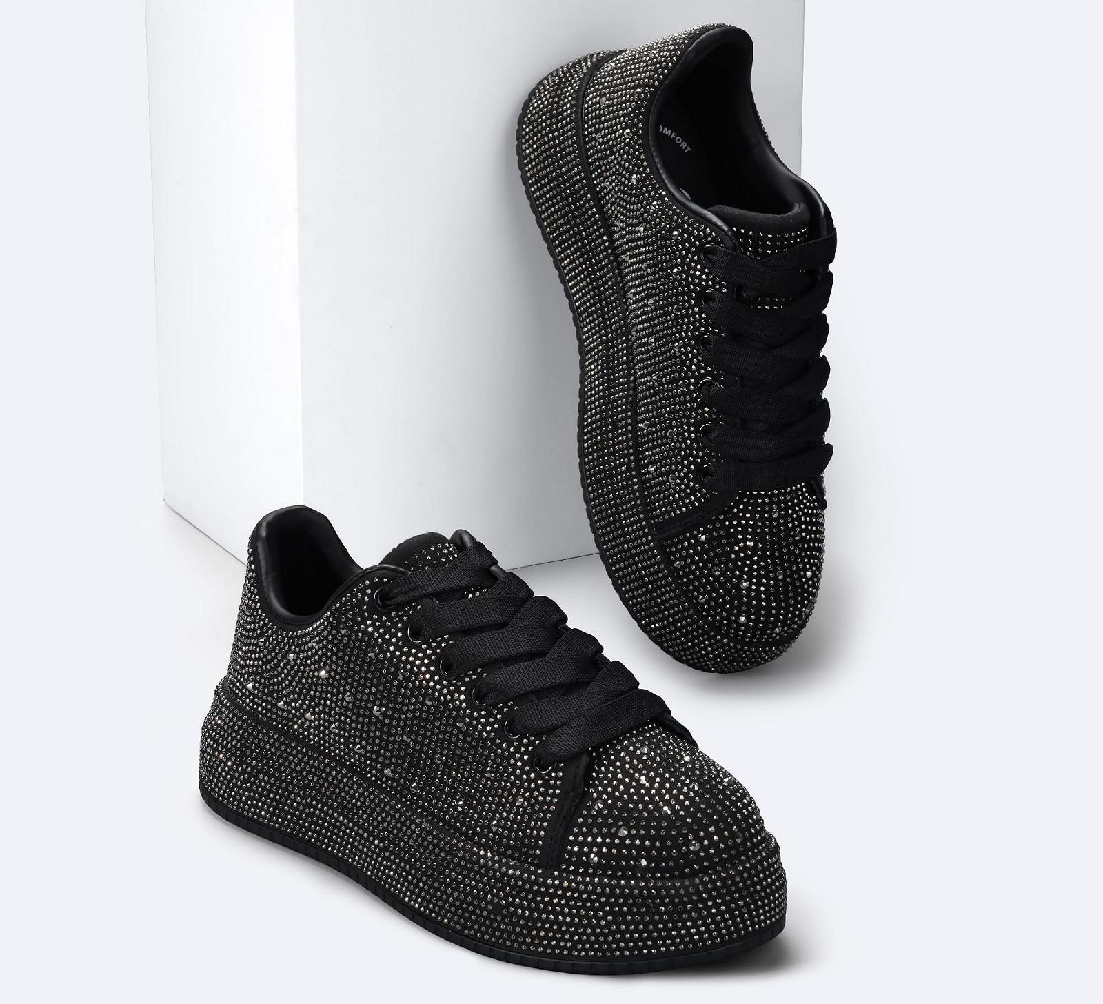 Кросівки LUCKY STEP Rhinestone для жінок, платформа, блискучі, тенісні туфлі, модні весільні кросівки для прогулянок, фото №4