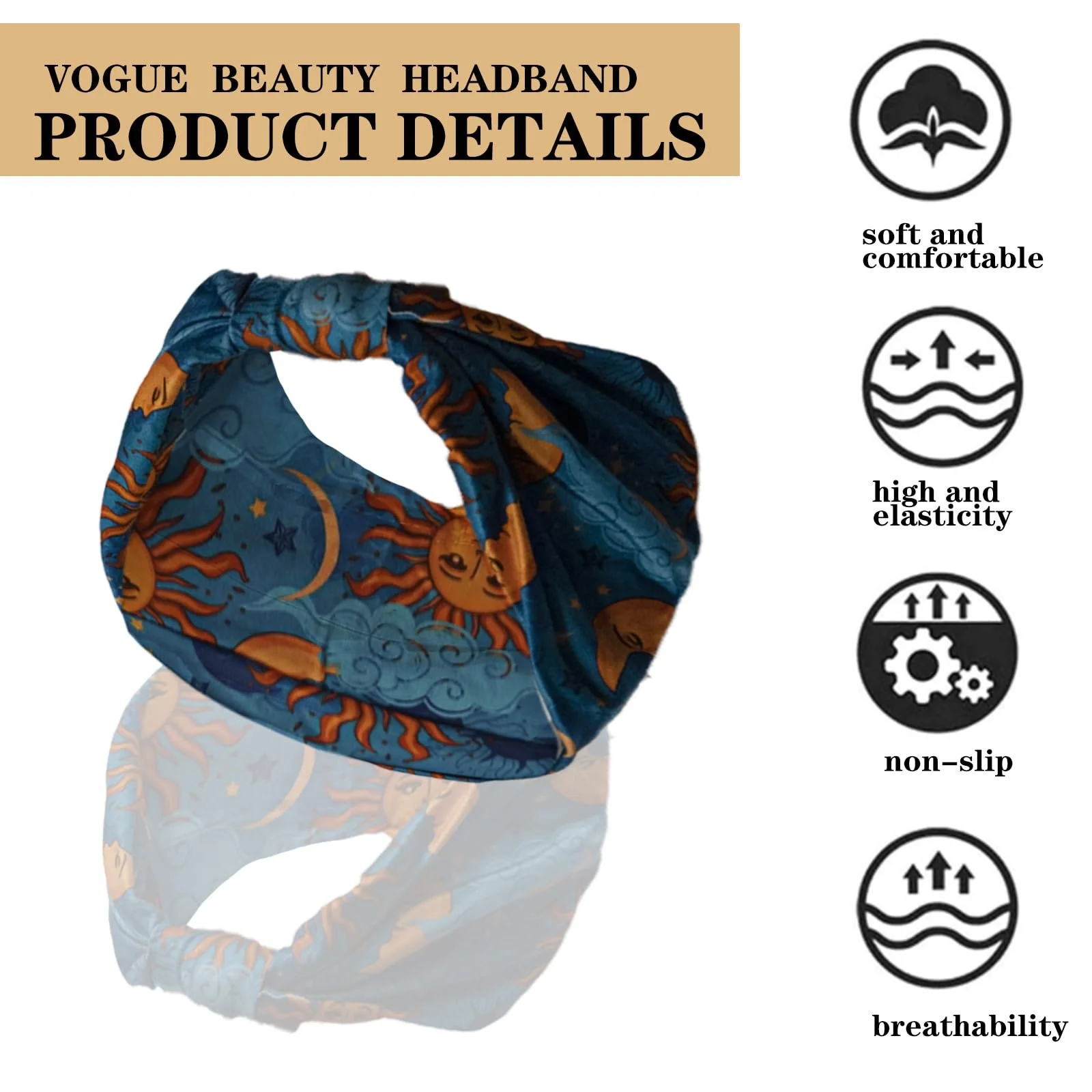 Пов'язка на голову Boho Літо Еластична для йоги, спорту та на кожен день, фото №4