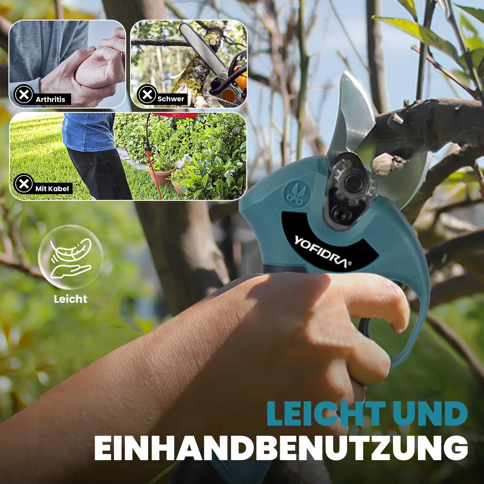 Акумуляторні ножиці Yofidra 800 Вт, діаметр різання 30 мм, фото №4