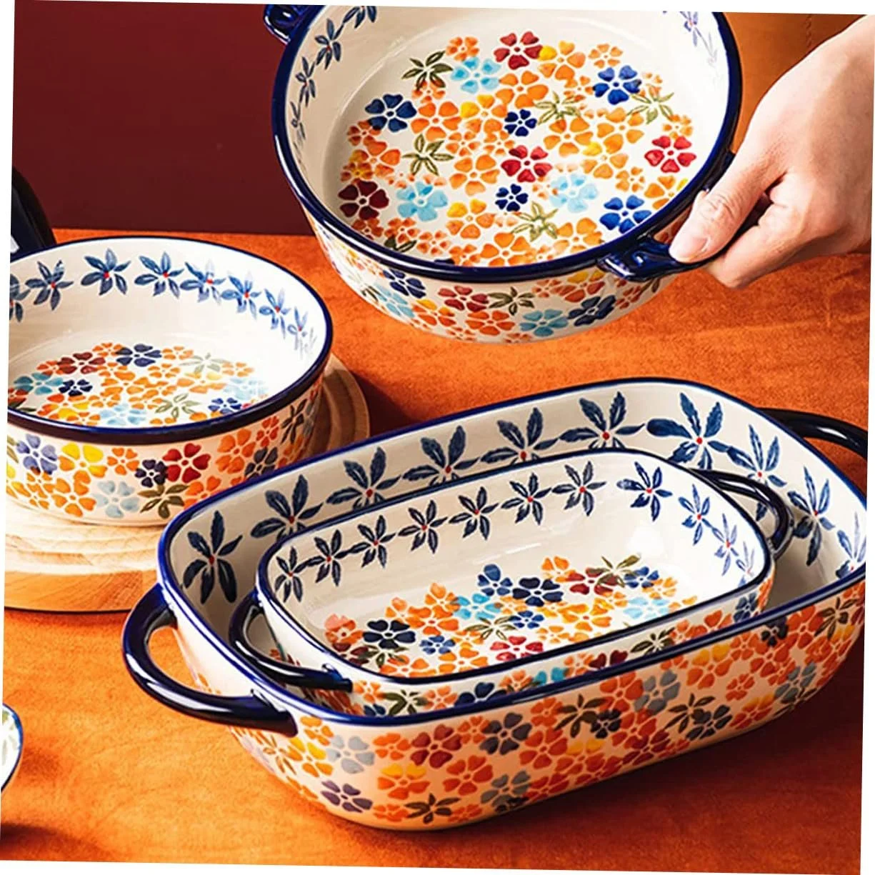 Форма для запікання керамічна, прямокутна, з двома ручками, термостійка, фото №7