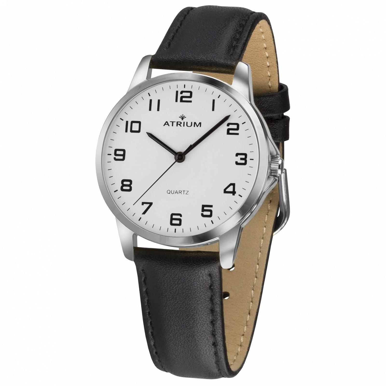 Годинник Atrium Чоловічий Ultra Clear Silver Кварцовий 3 Бар Шкіряний Ремінець A36-10 срібний, фото №1