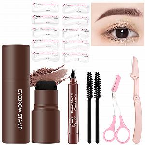 Набір для брів Eyebrow Stamp Kit Пудра Довготривала з 10 багаторазовими трафаретами для ідеального макіяжу брів - Фото 1