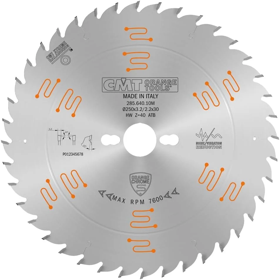 Пиляльний диск CMT Orange 285.640.10 M HW 250 x 3,2/2,2 x 30 Z40 15 ATB Chrome, фото №1