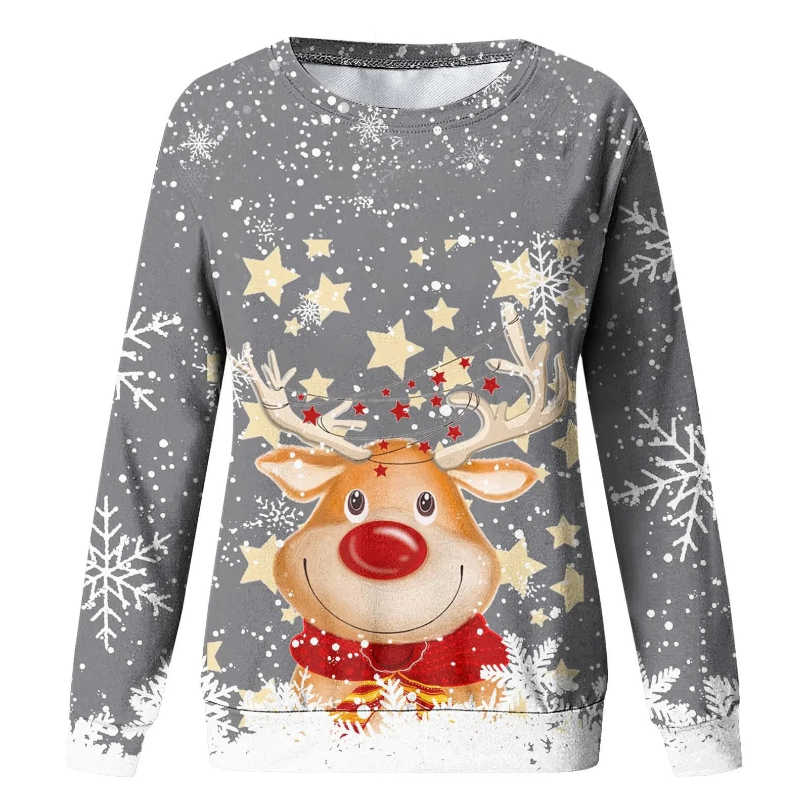 Свитшот для девочек с рождественским принтом, круглым вырезом и длинными рукавами, фото №2