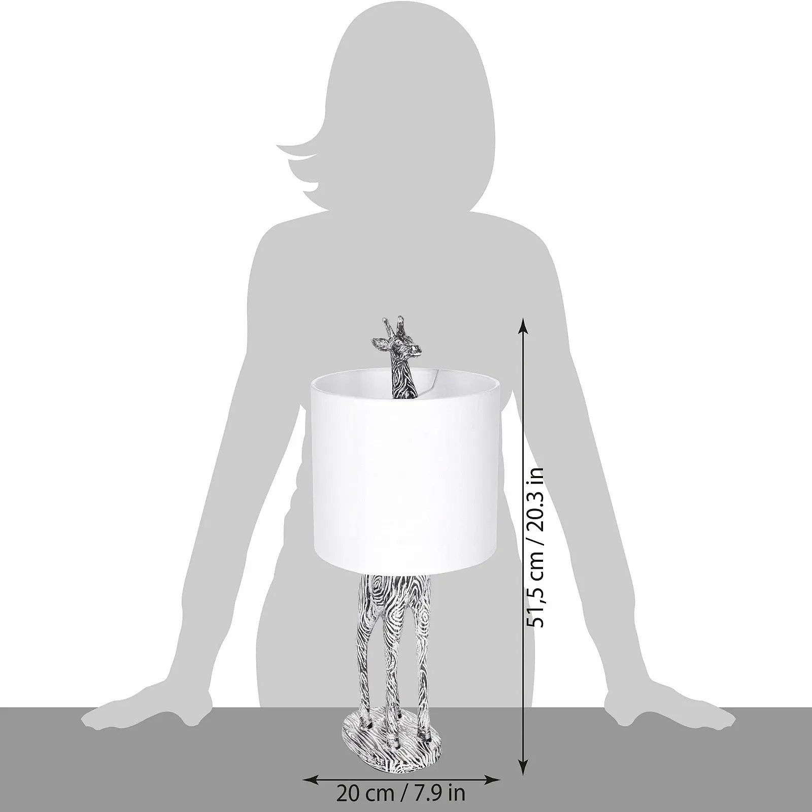 Настільна лампа BRUBAKER Giraffe Africa Керамічна основа 51.5 см Чорний/Білий, фото №8