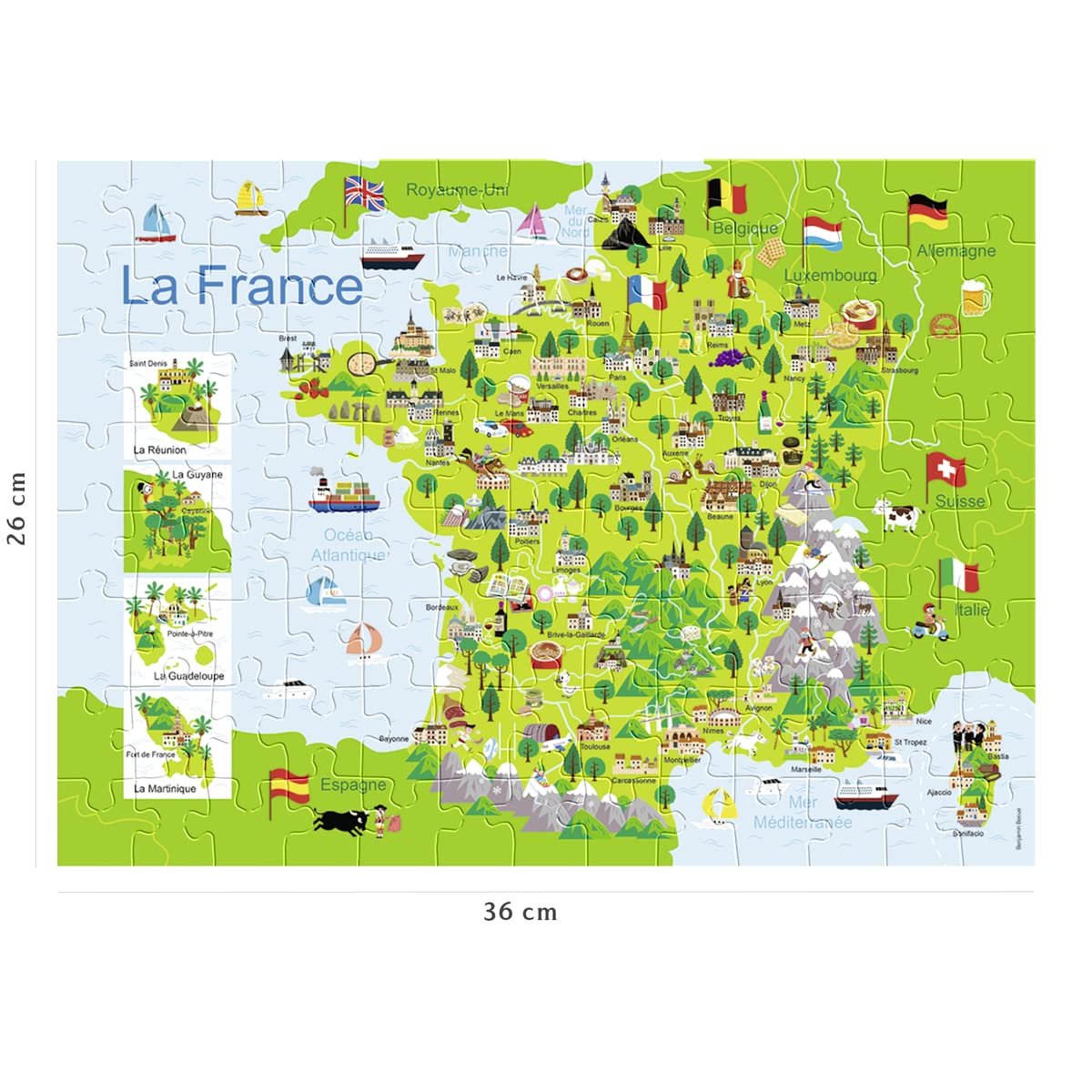 Пазл Nathan 86732 Map of France 100 деталей, фото №3