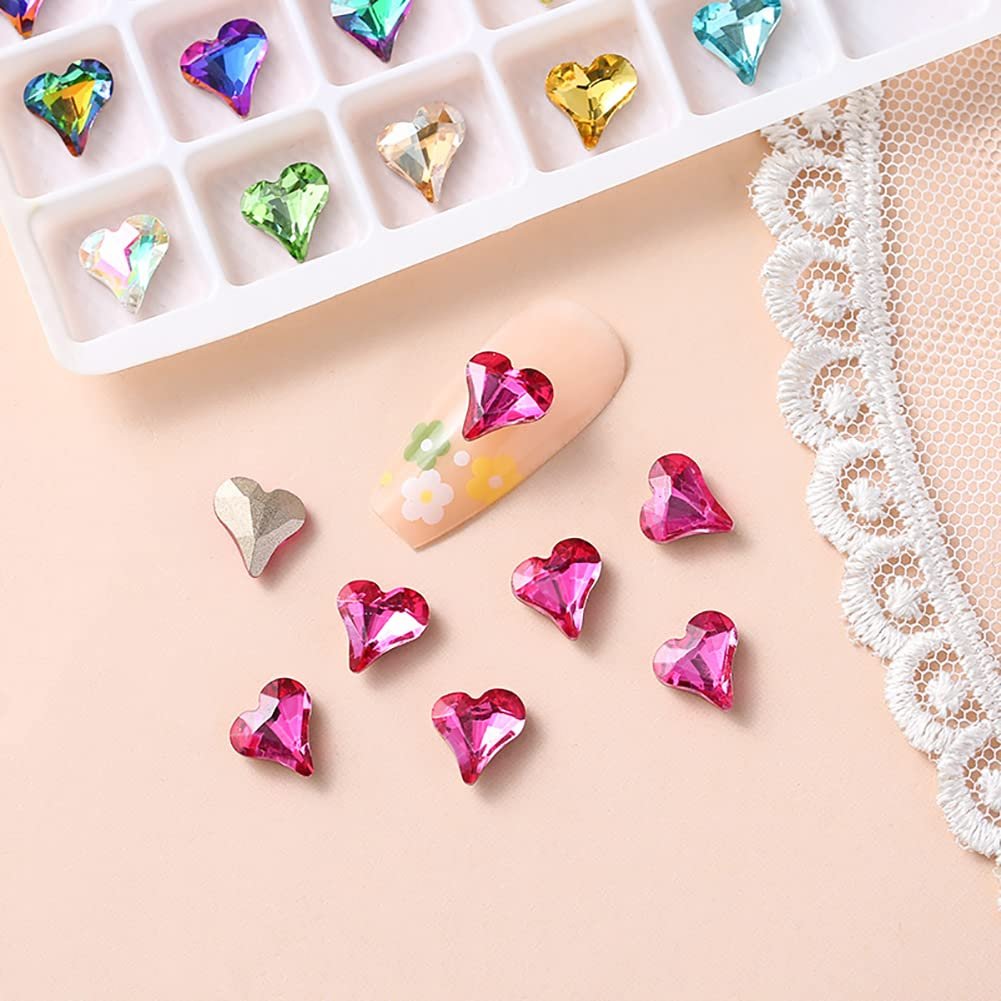 Стразы для ногтей Стекло Форма сердца 8 x 9 мм, 40 шт, фото №5