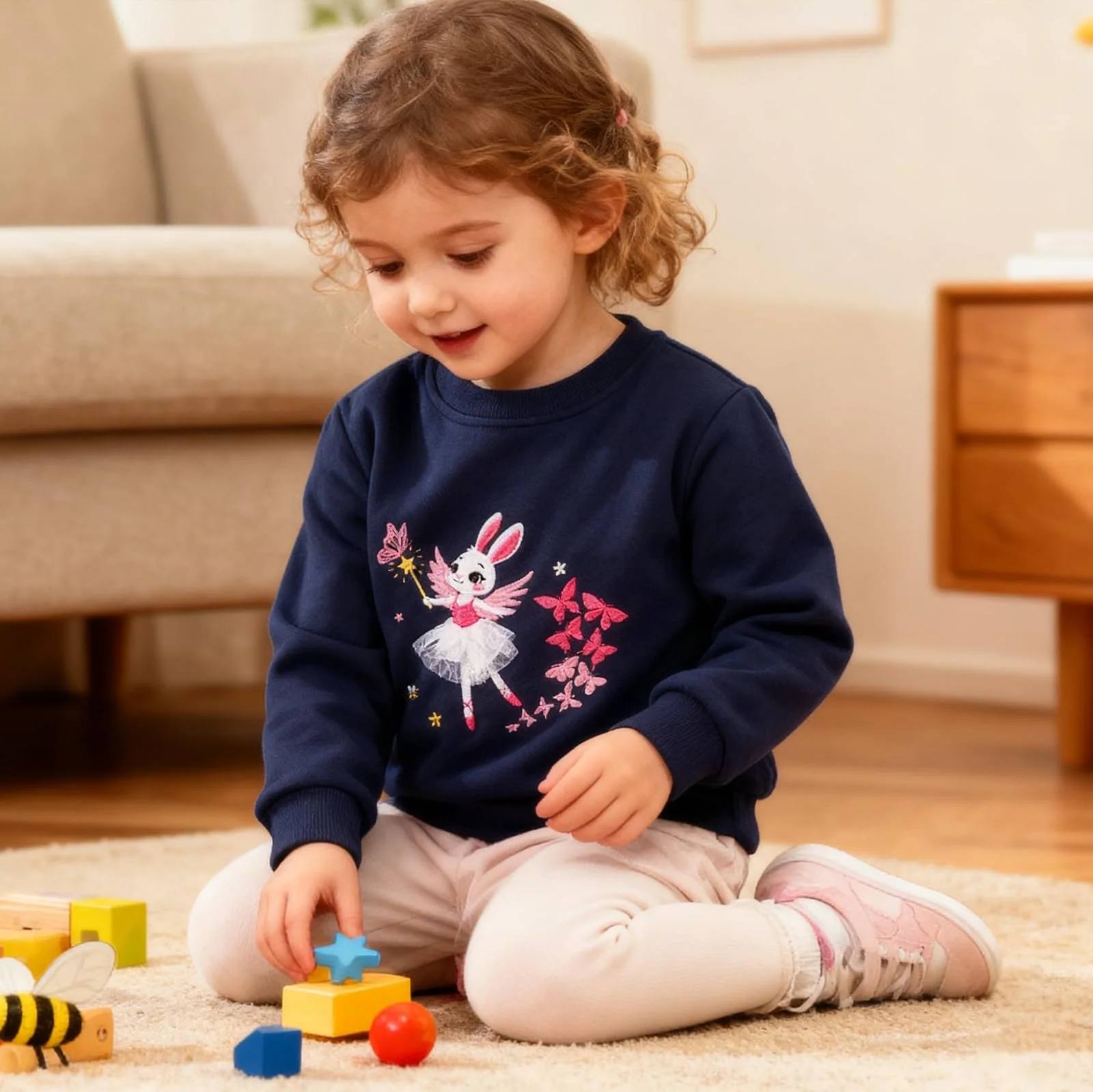 Джемпер Dinopjs для девочек Классический любимый фламинго Королева, Пасхальный кролик принцессы, Милый ежик, Рождественские пингвины, Теплая спортивная рубашка для девочек 2-9 лет, фото №3