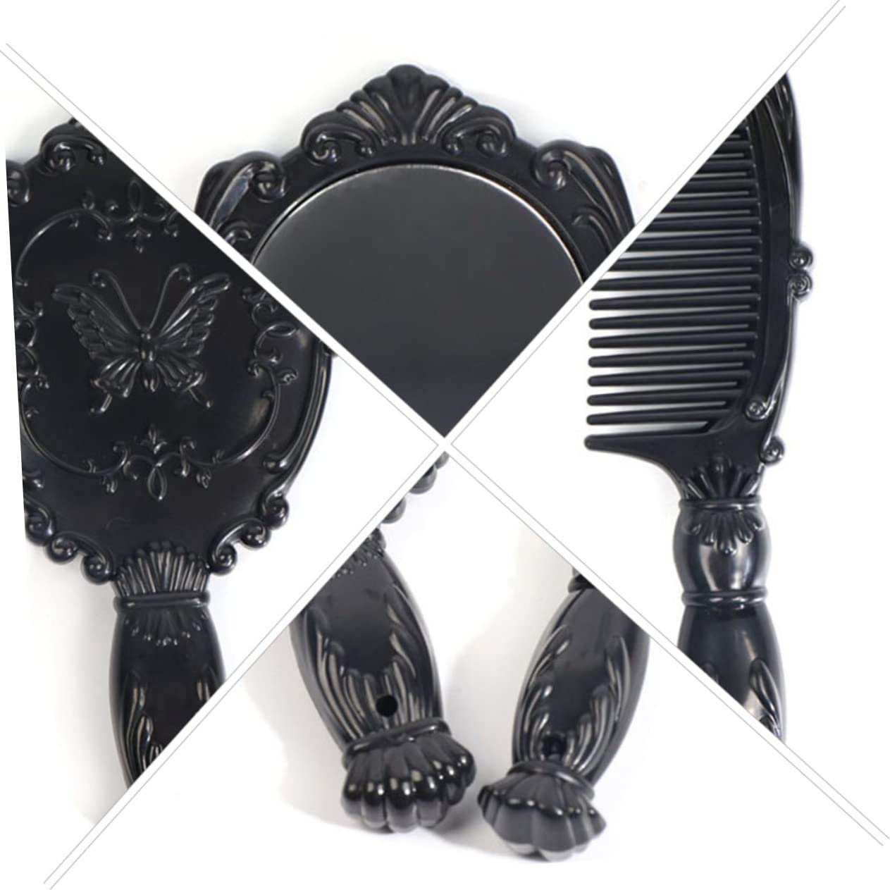 Комплект Angoily 4 шт Гребінець Дзеркало Чорний, фото №3 Комплект Angoily 4 шт Гребінець Дзеркало Чорний, фото №3