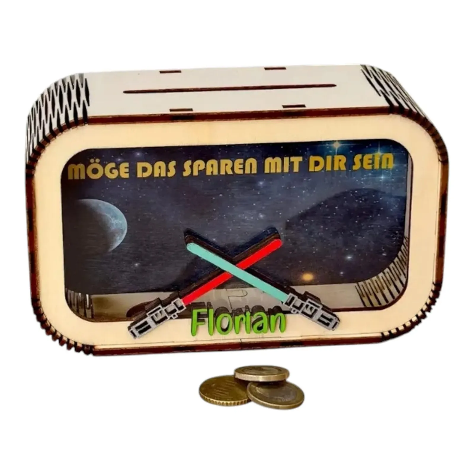 Скарбничка Світловий меч дерев'яна персоналізована, фото №1