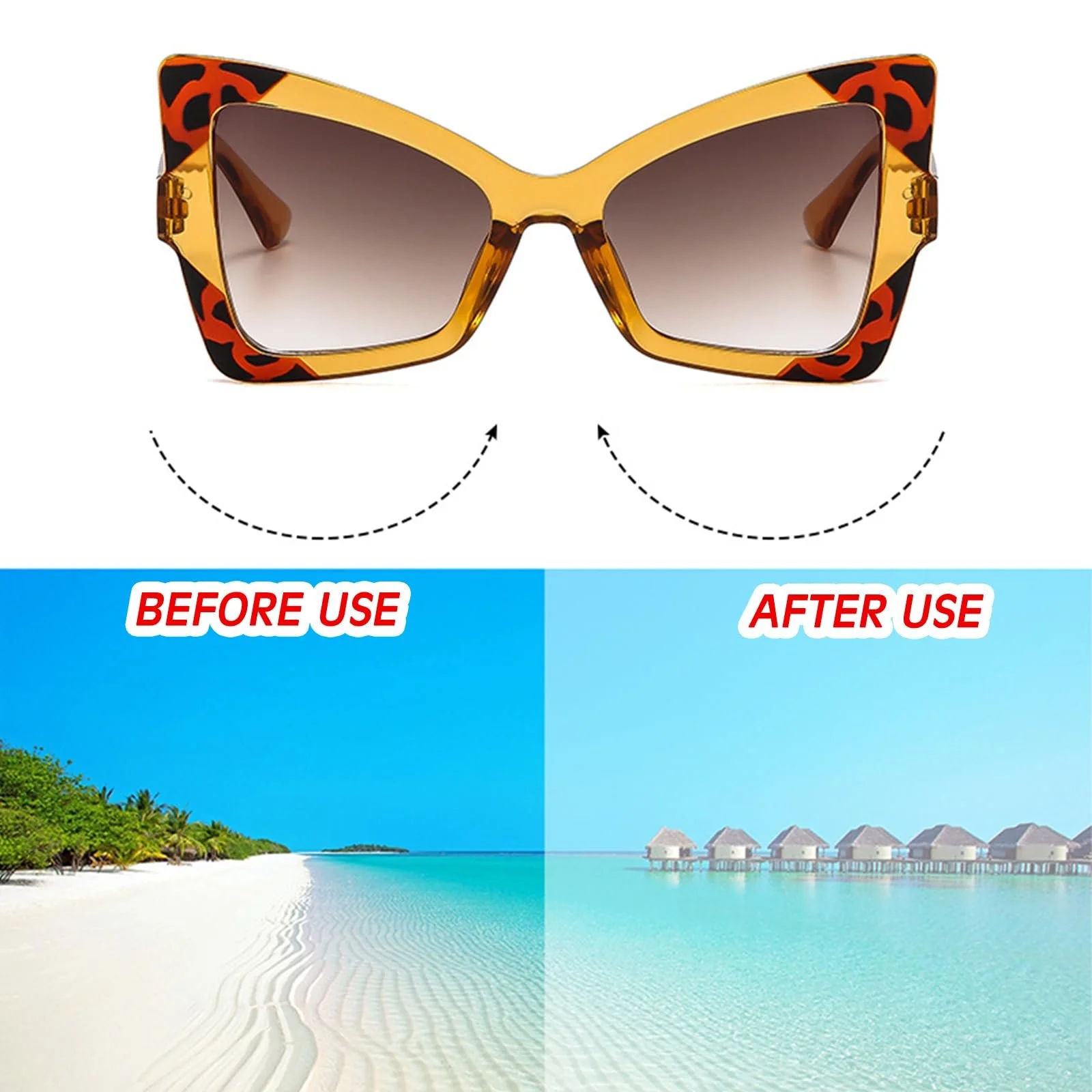 Сонцезахисні окуляри BSITSSS Комплект з 3 штук для чоловіків та жінок, великі, ретро вінтаж, чорні, леопардовий принт, фото №3