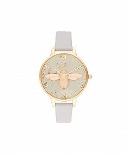 Жіночий аналоговий годинник Olivia Burton OB16GD37, рожевий шкіряний ремінець, різнокольоровий, браслет - Фото 1