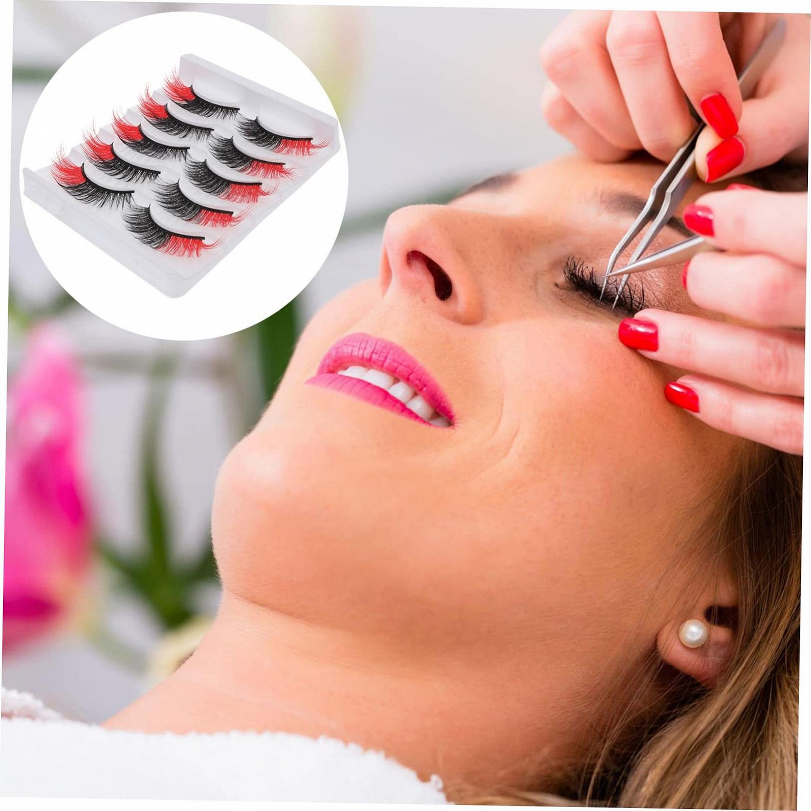 Штучні вії Angoily 10 пар Кольорові Імітація норкових Червоний, фото №4