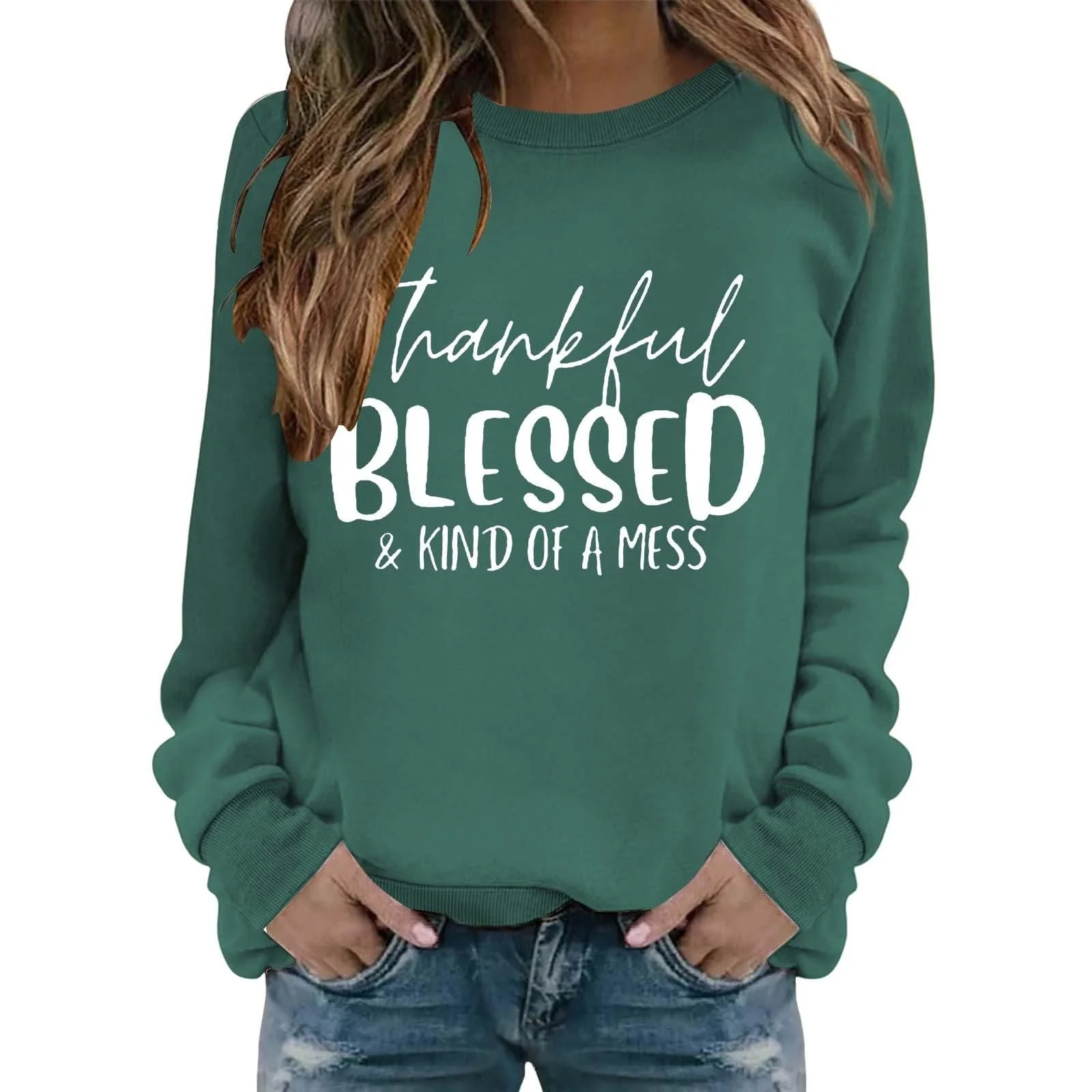 Женский Свитшот Рождественский Мода Letter Print Круглый вырез Длинный рукав Зимний, фото №1