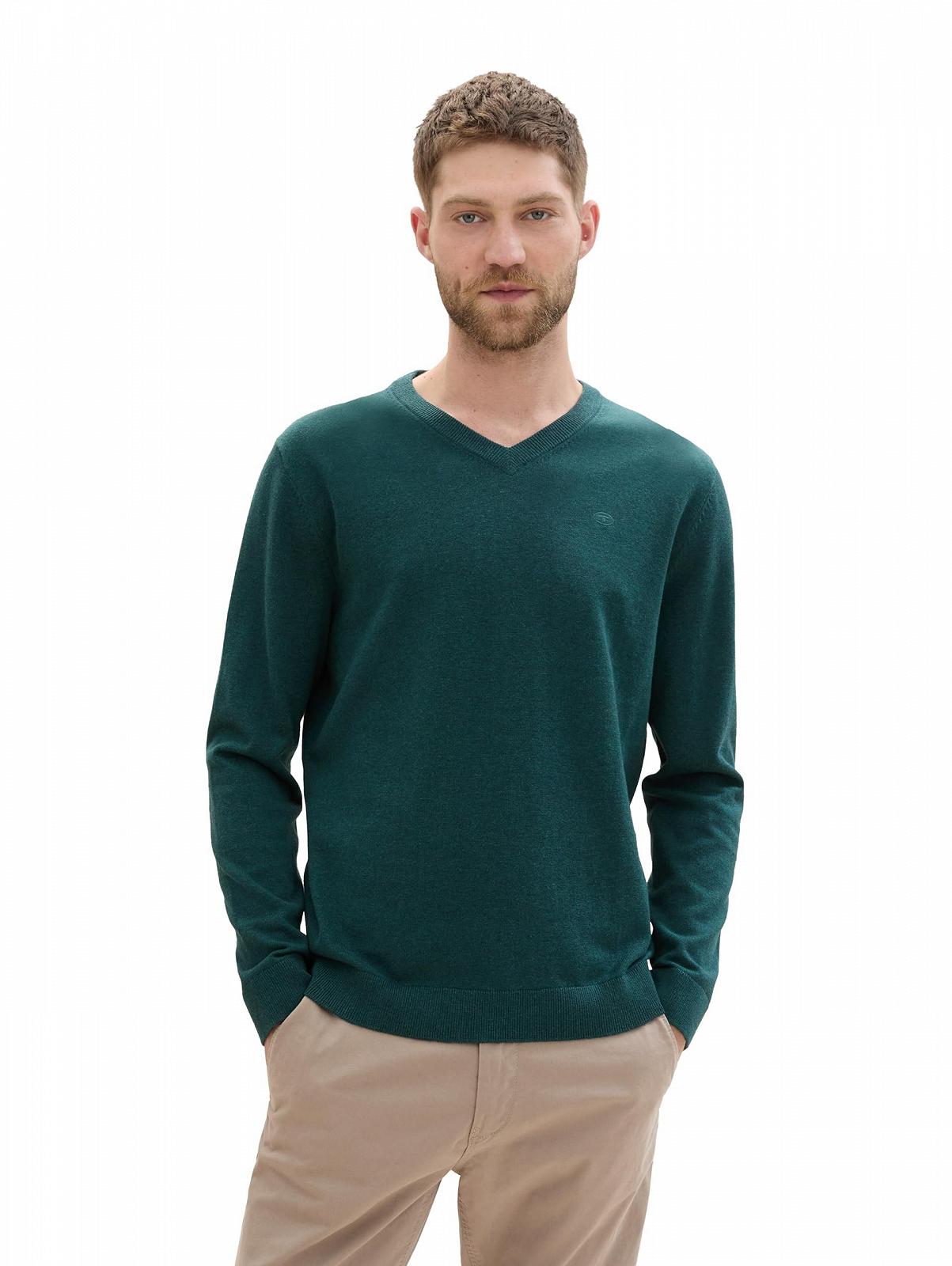 Джемпер в'язаний TOM TAILOR basic з V-подібним вирізом, фото №2