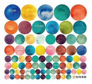 Набір наклейок на стіну WandSticker4U Кольорові кола Сонце Місяць Зірки Точки synthetic.ua - Фото 1