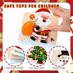 Набор деревянных пазлов Рождественские Монтессори 4 шт synthetic.ua - Фото 1