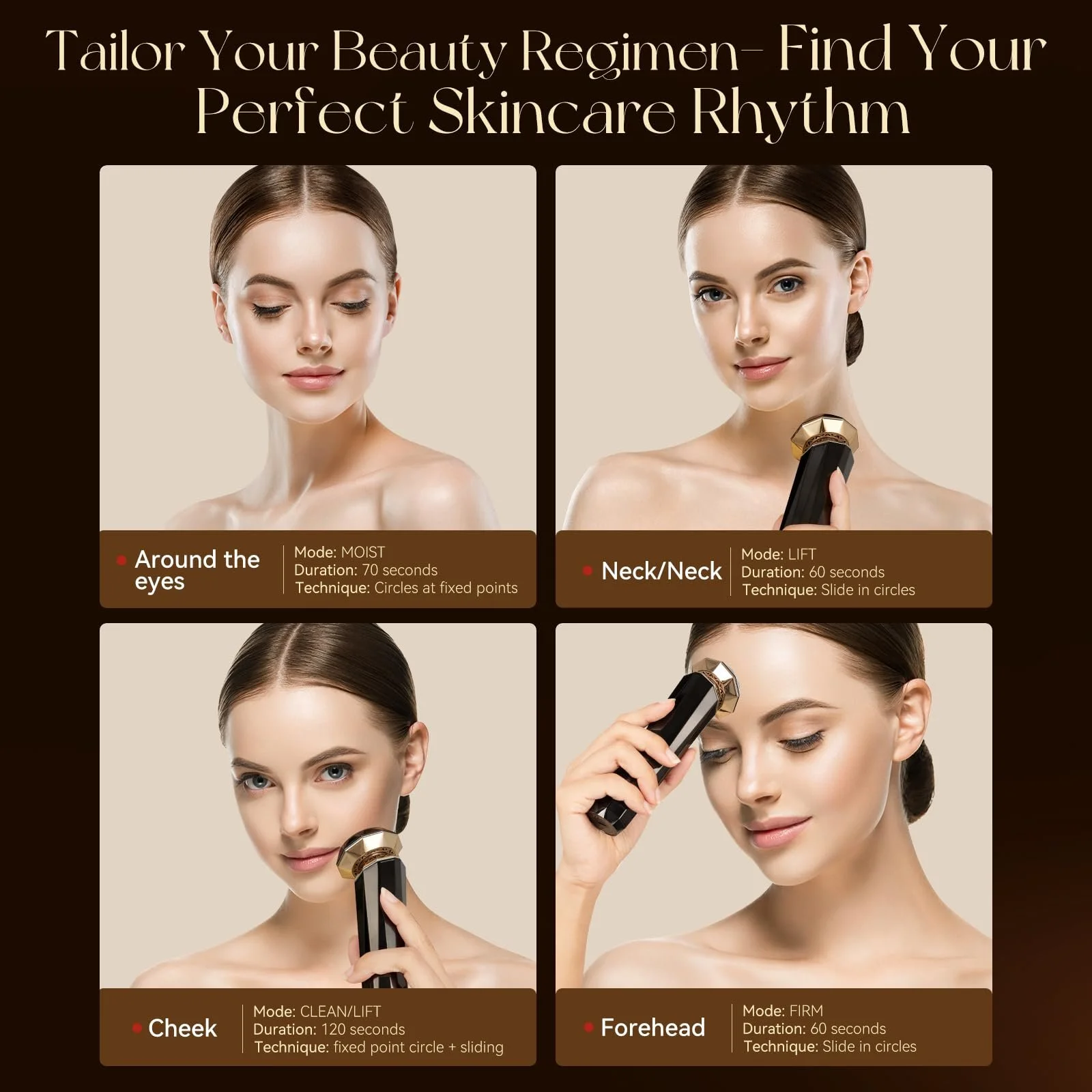 Масажер для обличчя ANLAN 18K Gold 5 в 1 RF EMS Мікроструми Світлотерапія, фото №2