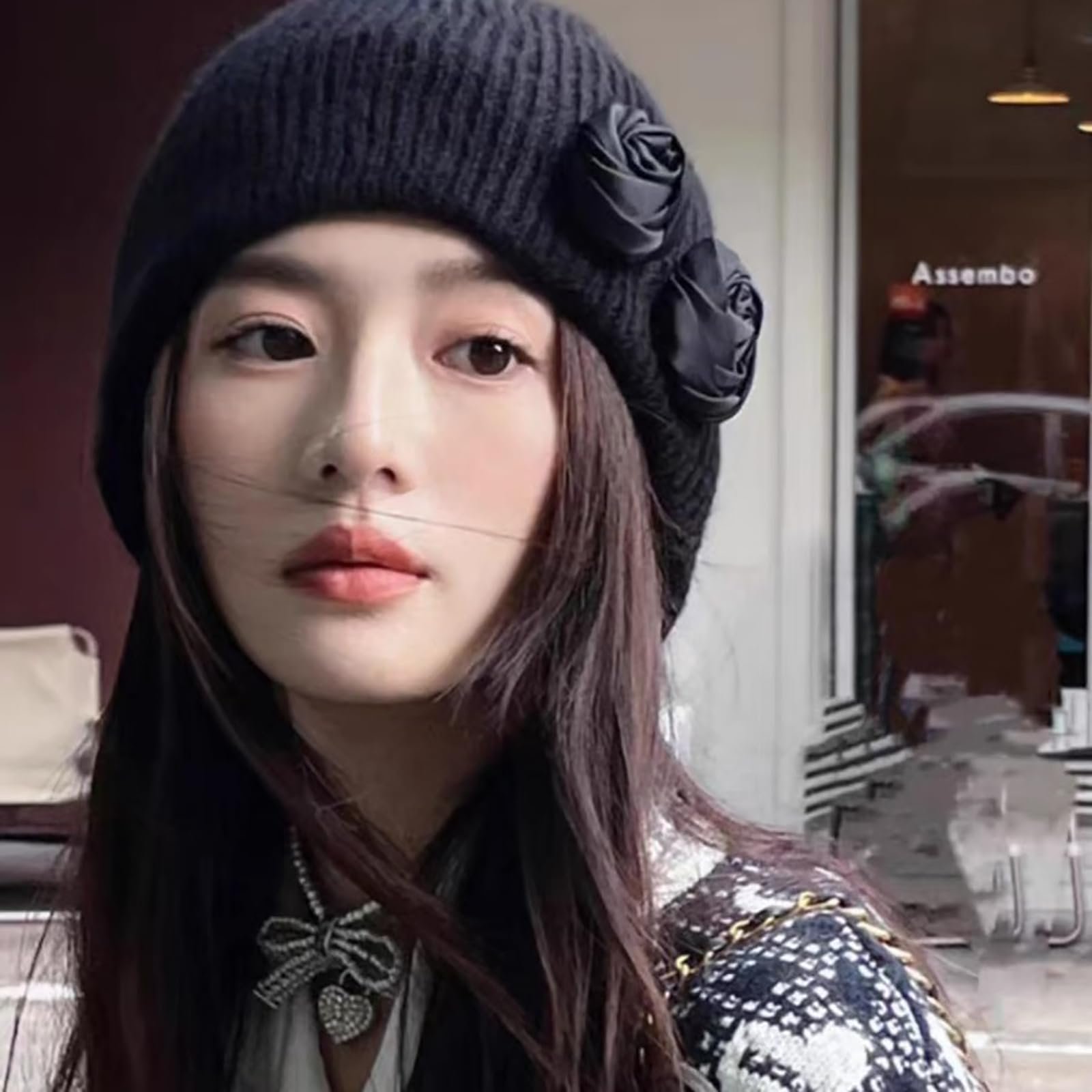 Вязаная шапка с цветами Ldabrye Черный, фото №6 Вязаная шапка с цветами Ldabrye Черный, фото №6