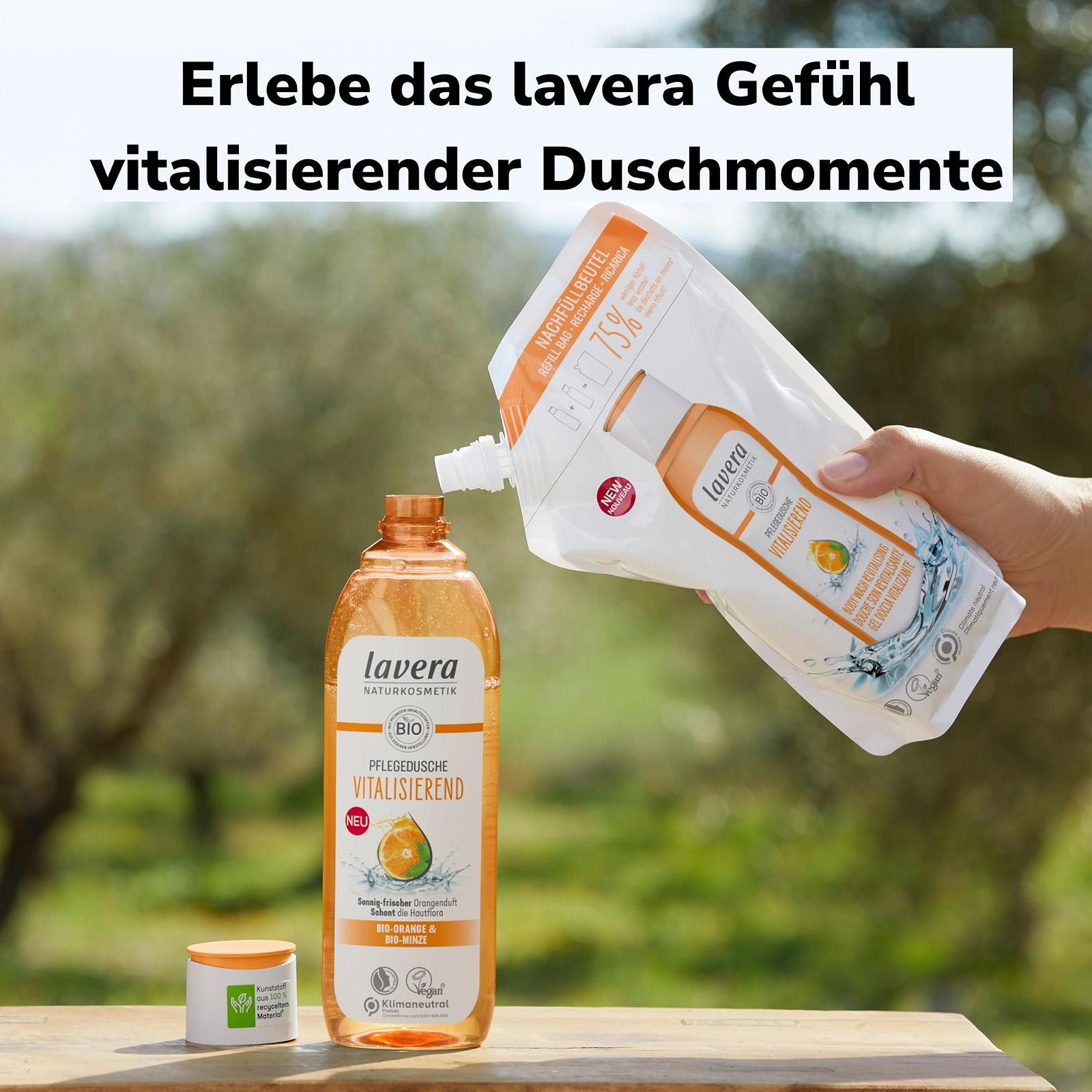 Гель для душа lavera Revitalising Refill Bag с органическим апельсином и мятой 500 мл, фото №3 Гель для душа lavera Revitalising Refill Bag с органическим апельсином и мятой 500 мл, фото №3