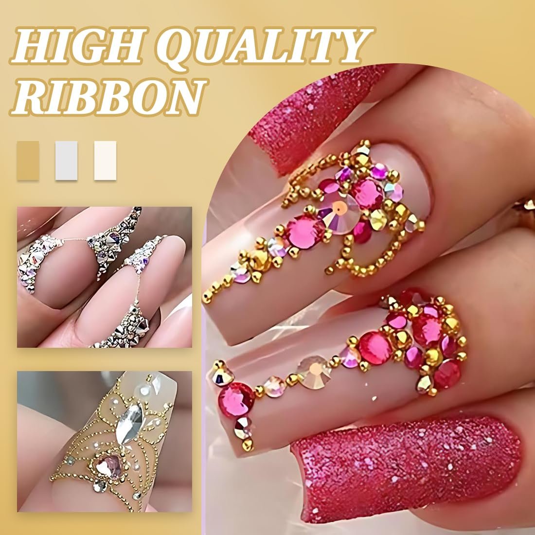 Микробисер для дизайна ногтей, Мини-икра для ногтей, Микро-бисер, украшения для ногтей Золотой (Золотой, Серебряный), фото №3